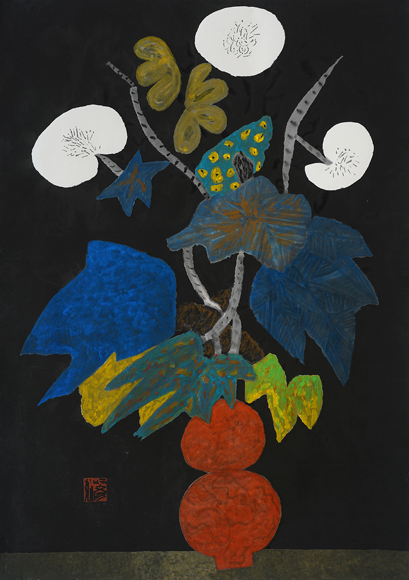 Jang Byeong Eun · Eastbrush · 张炳彥 · black_flower_051 · mixed_media_on_paper · 1189mm_x_841mm · 2025